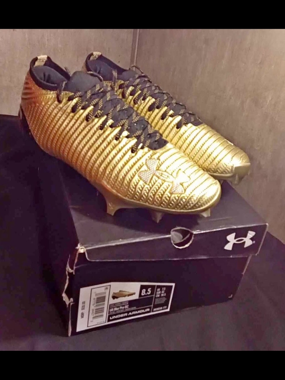Under Armour Blur Pro GC Football Cleats Gold Men's US Size 8.5 D